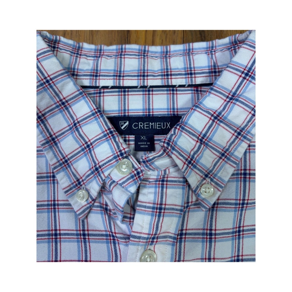 Cremieux Men's XL White Red Blue Plaid Cotton Button Down Shirt Preppy‎ - Picture 9 of 9